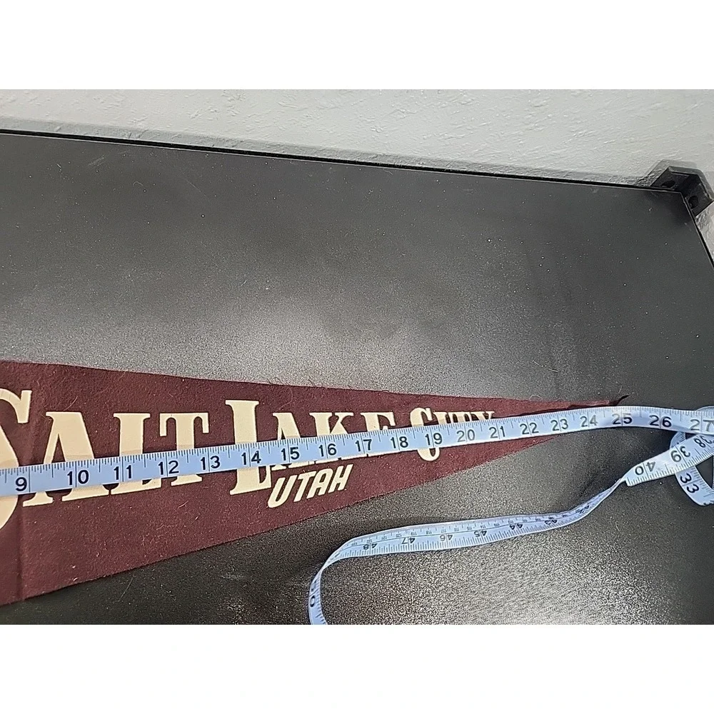 1950-60s Era Salt‎ Lake City Utah Mormon Temple large Burgundy pennant VINTAGE